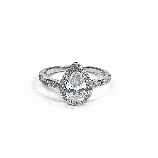 Sterling Silver CZ Teardrop Ring