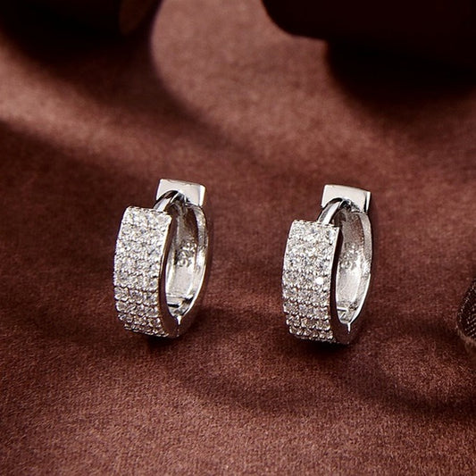 Aros de plata de ley con 3 filas de circonitas