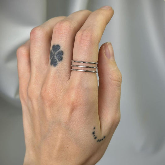 Sterling Silver Three Line Ring