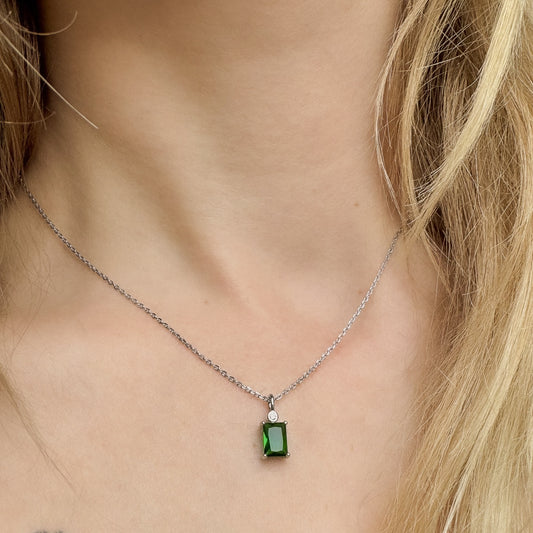 Collar Esmeralda de plata de ley