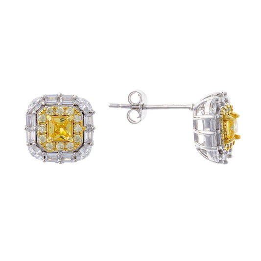 Ambre Yellow Zircon Silver Earrings