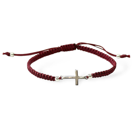 Sterling Silver Thread Cross Bracelet