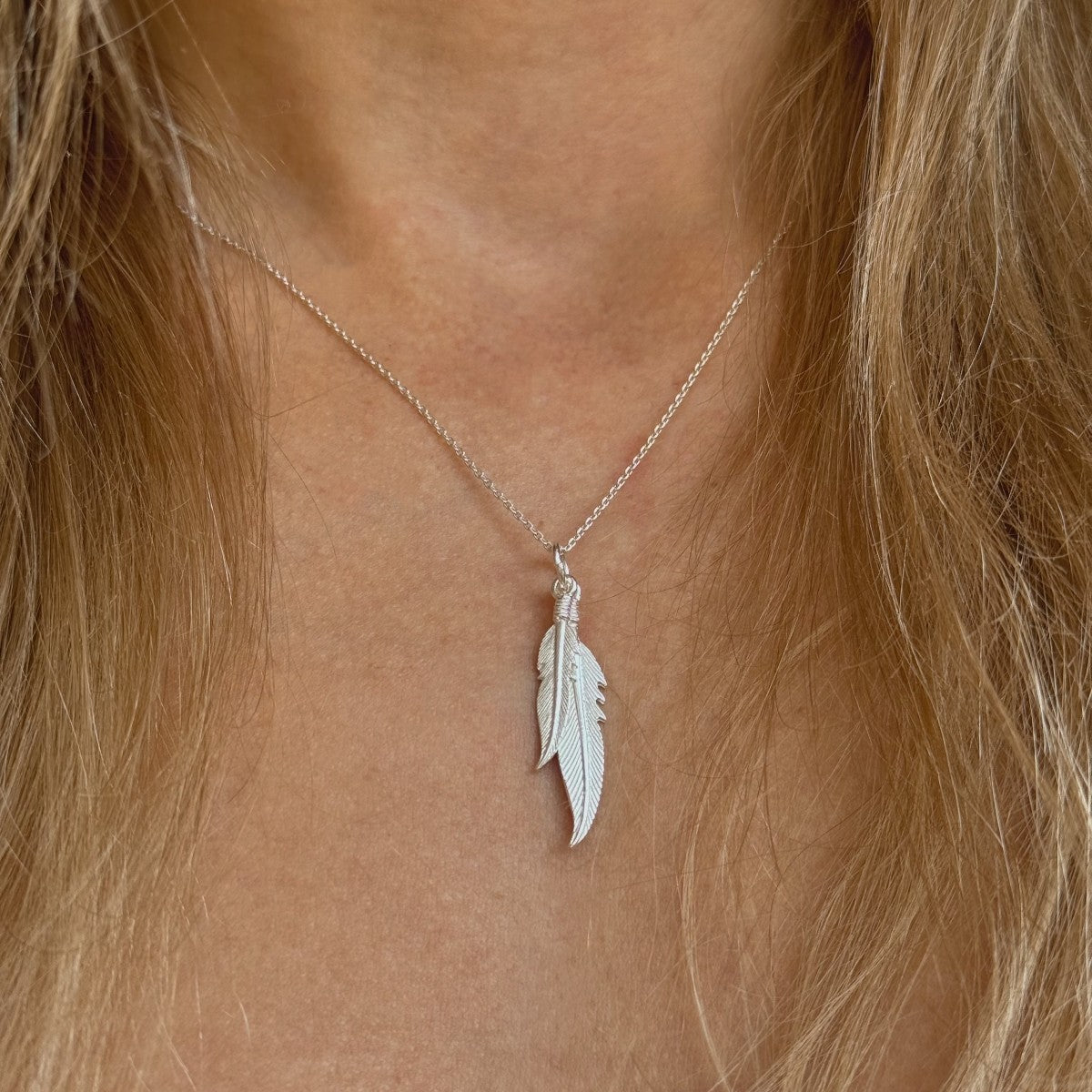 Sterling Silver Feather Necklace