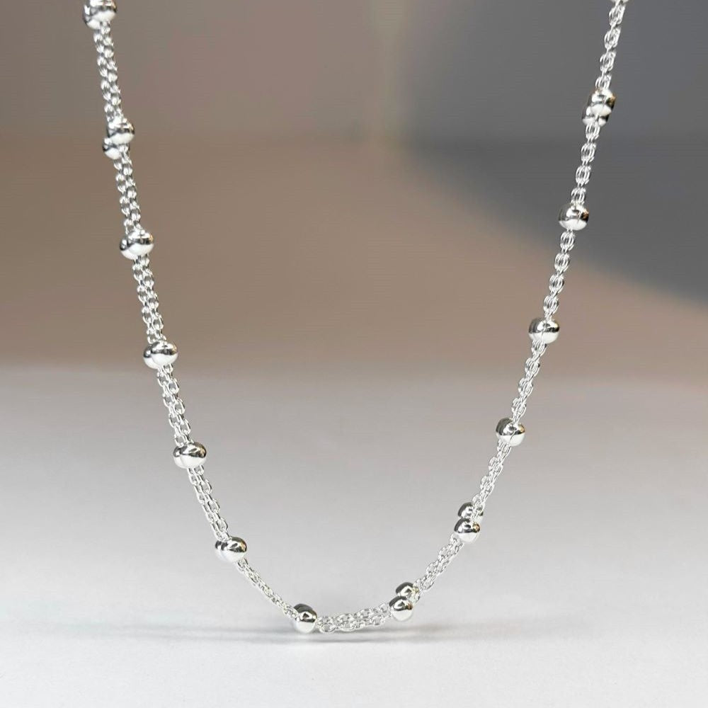 Sterling Silver Double Bead Chain Anklet