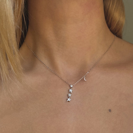 Sterling Silver CZ Star Necklace