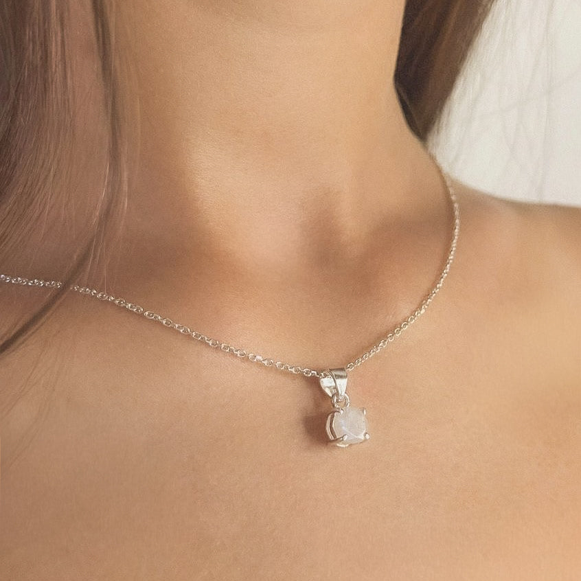 Sterling Silver Moonstone Pendant Necklace