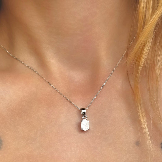 Sterling Silver Moonstone Pendant Necklace