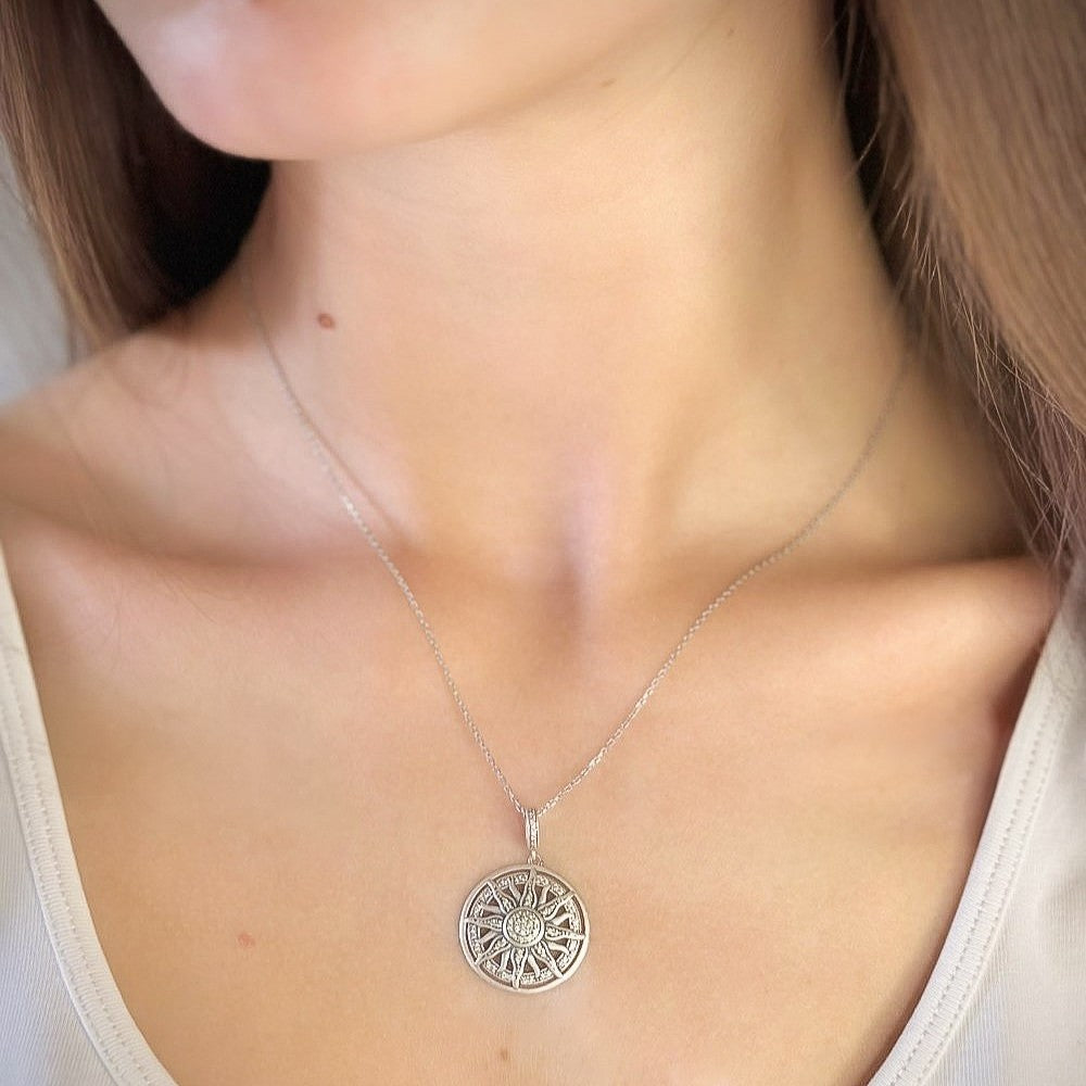 Sterling Silver Sun Pendant Necklace