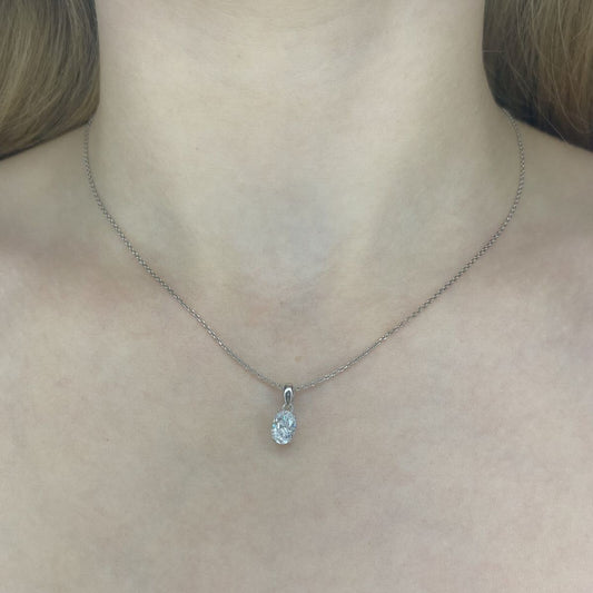 Sterling Silver Oval CZ Necklace