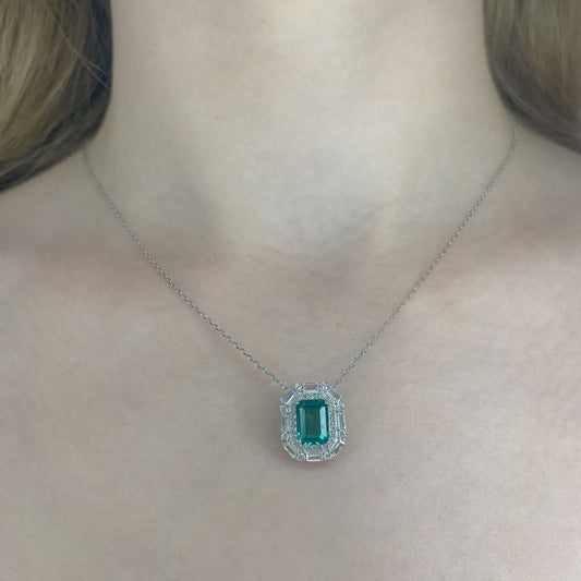 Sterling Silver Emerald CZ Necklace