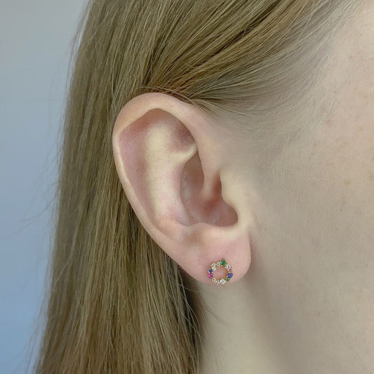 Sterling Silver CZ Circle Studs