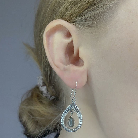 Pendientes de labradorita en plata de ley