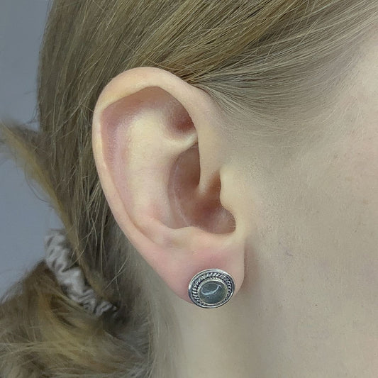 Pendientes de labradorita en plata de ley