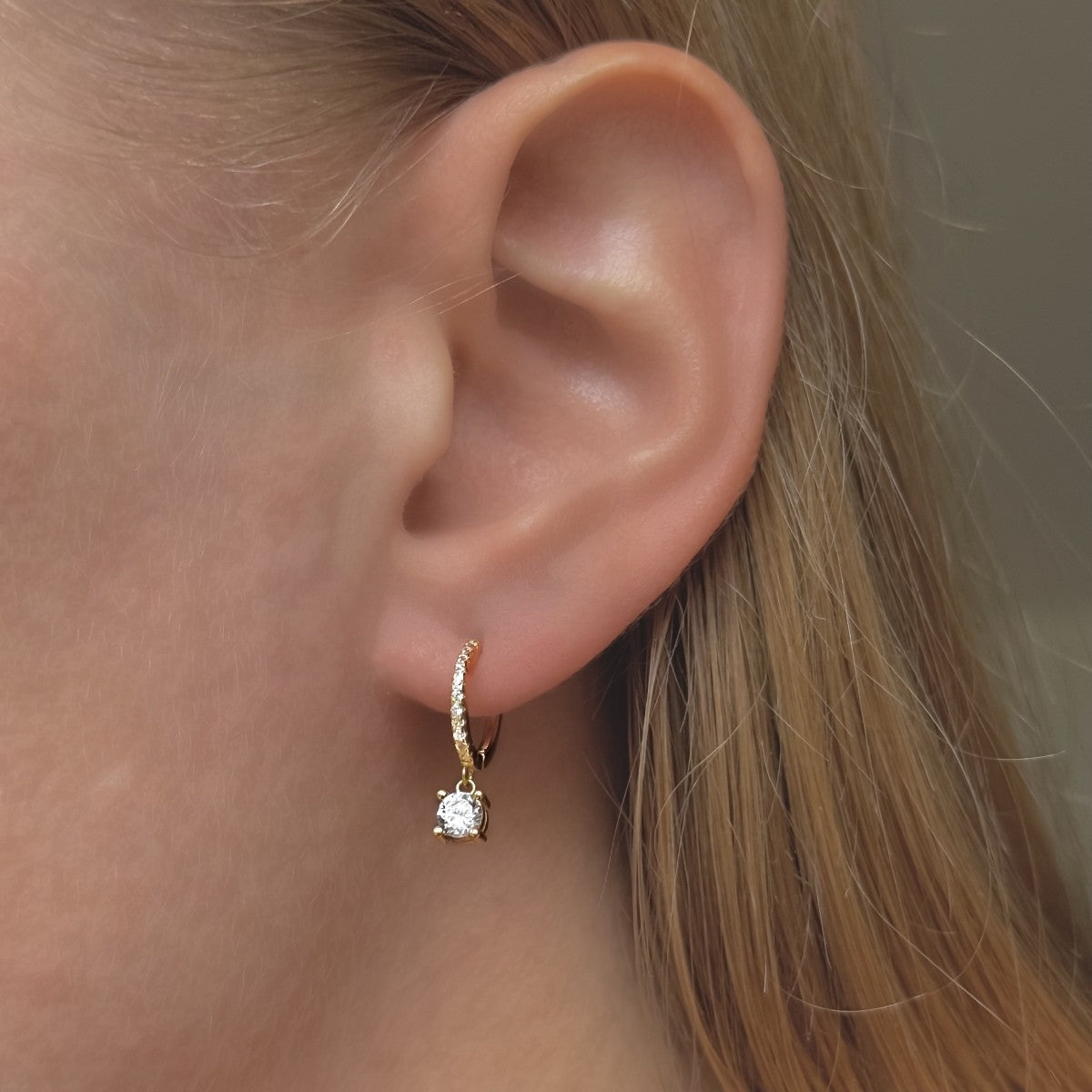 Sterling Silver CZ Charm Hoops