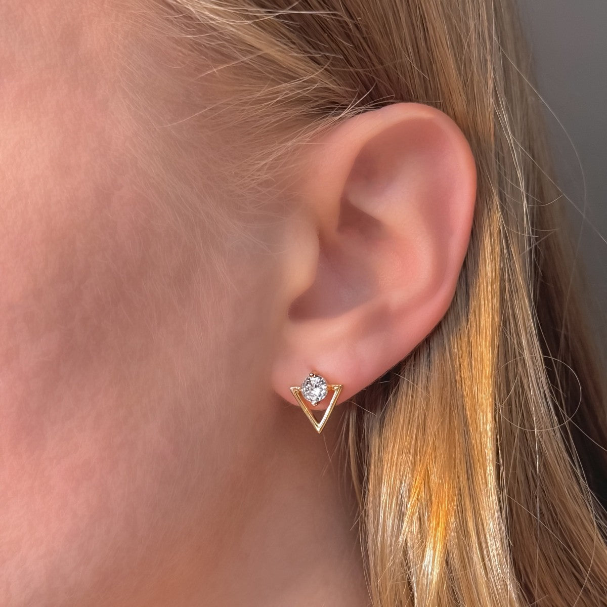 Sterling Silver CZ Triangle Studs