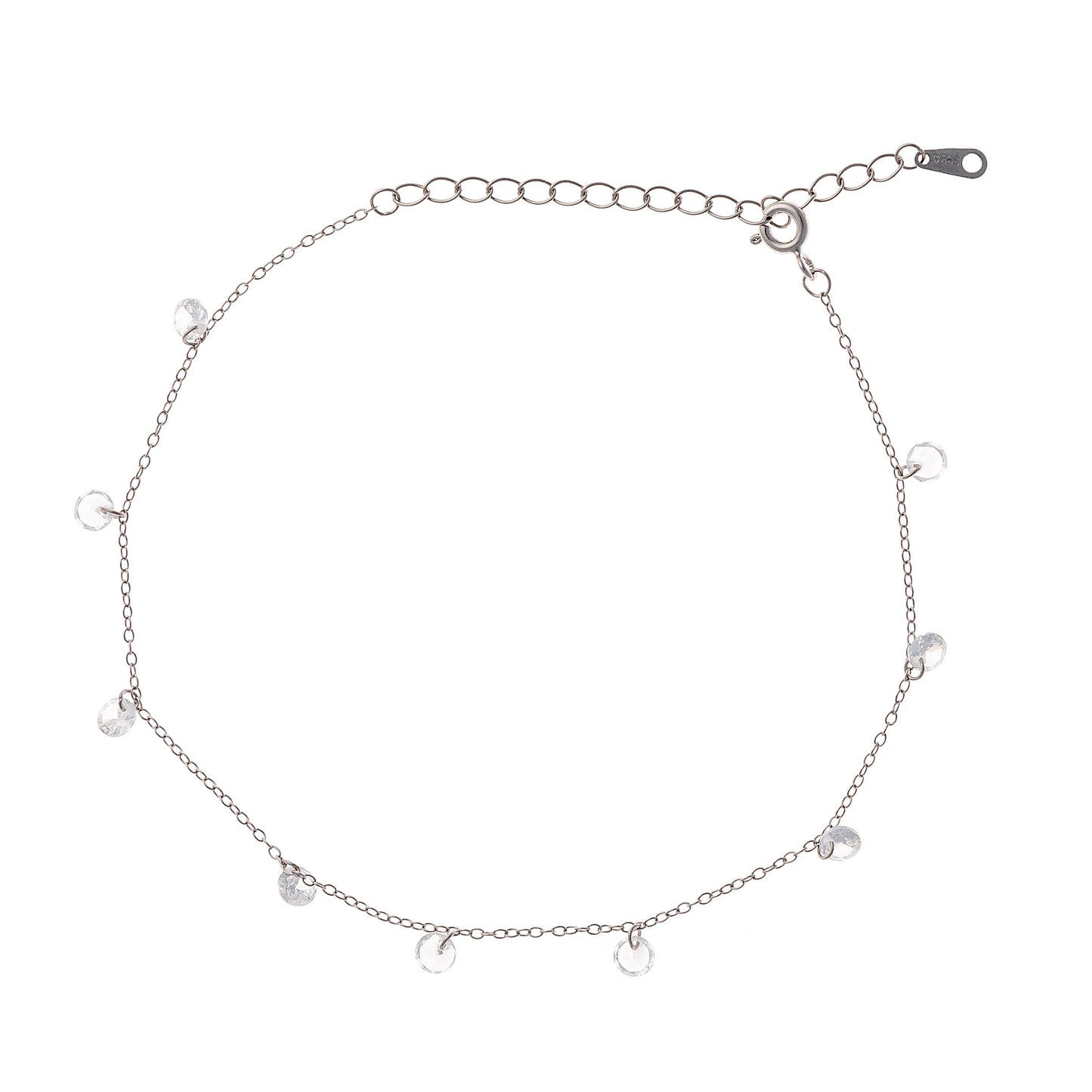 Sterling Silver CZ Anklet