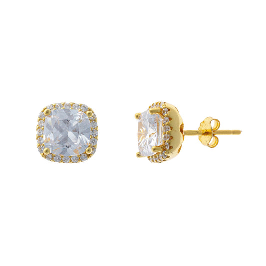 Sterling Silver CZ Crystal Stud Earrings