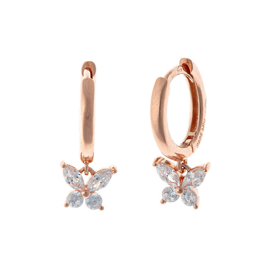 Sterling Silver Butterfly Charm Hoops