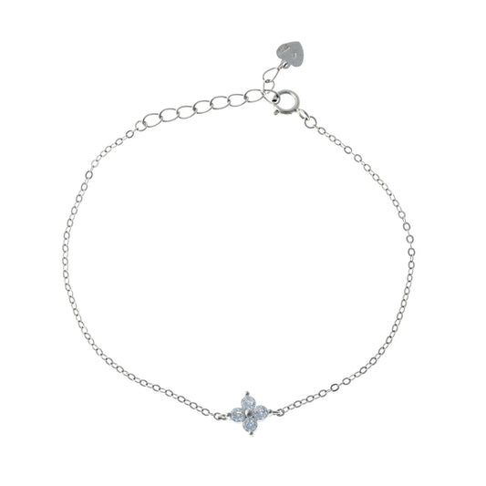 Sterling Silver CZ Clover Bracelet