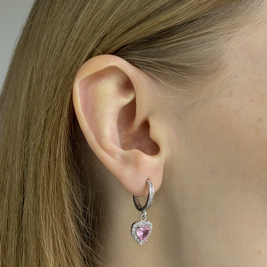 Aros de Plata Esterlina con Circonitas Cúbicas y Dijes