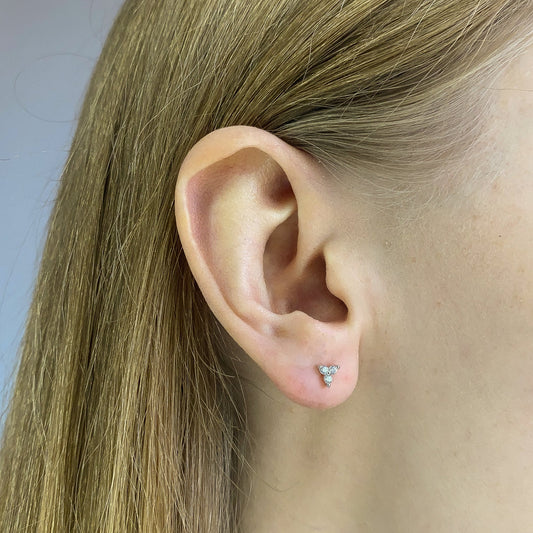 Sterling Silver CZ Flower Studs