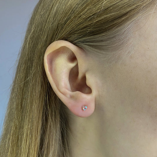 Sterling Silver 3 - 5 mm CZ Heart Studs