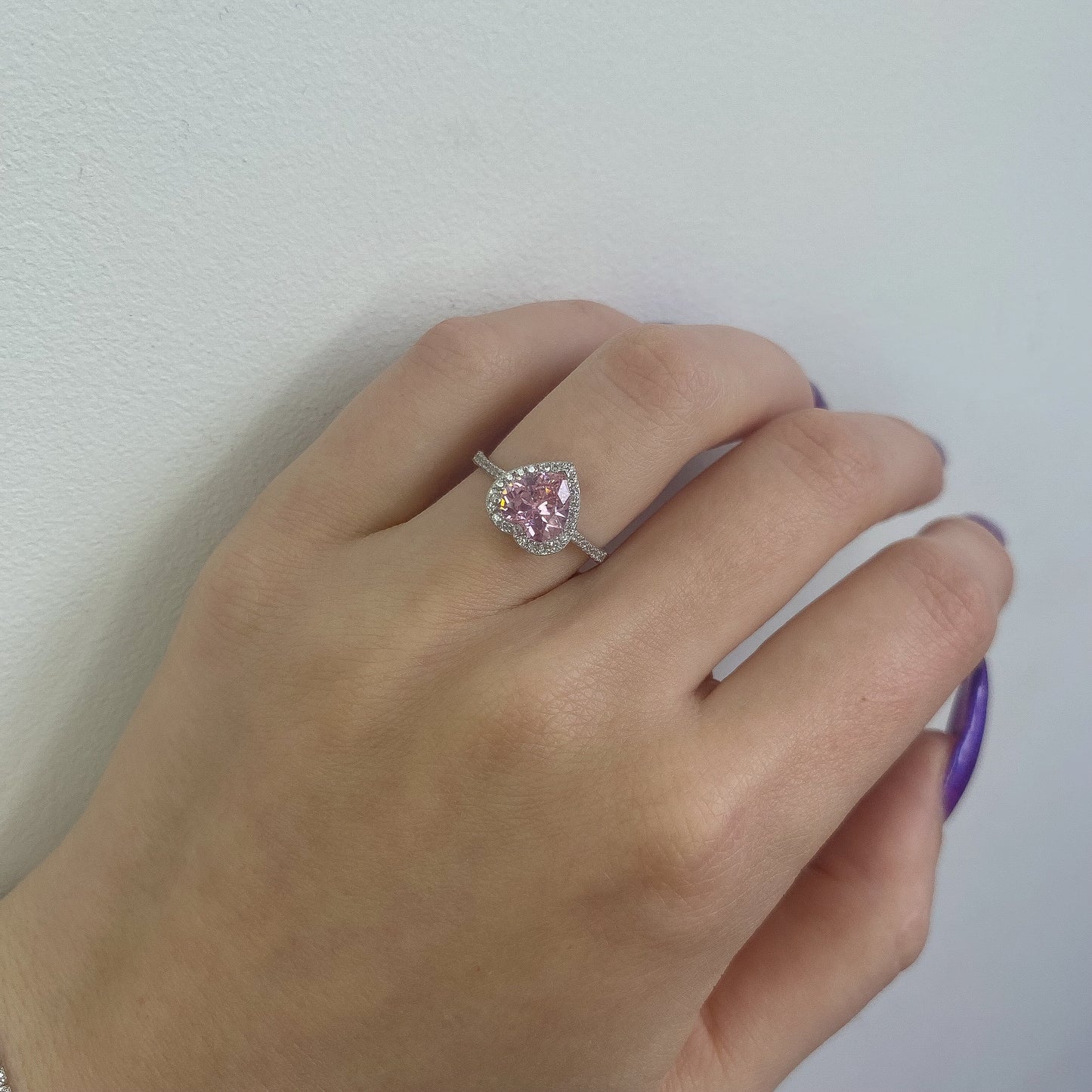 Anillo de Plata de Ley con Corazón de Circonita Cúbica