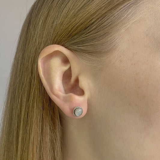 Sterling Silver Moonstone Stud Earrings