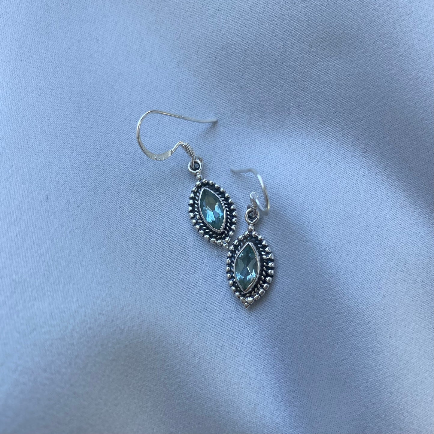 Sterling Silver Blue Topaz Drop Earrings