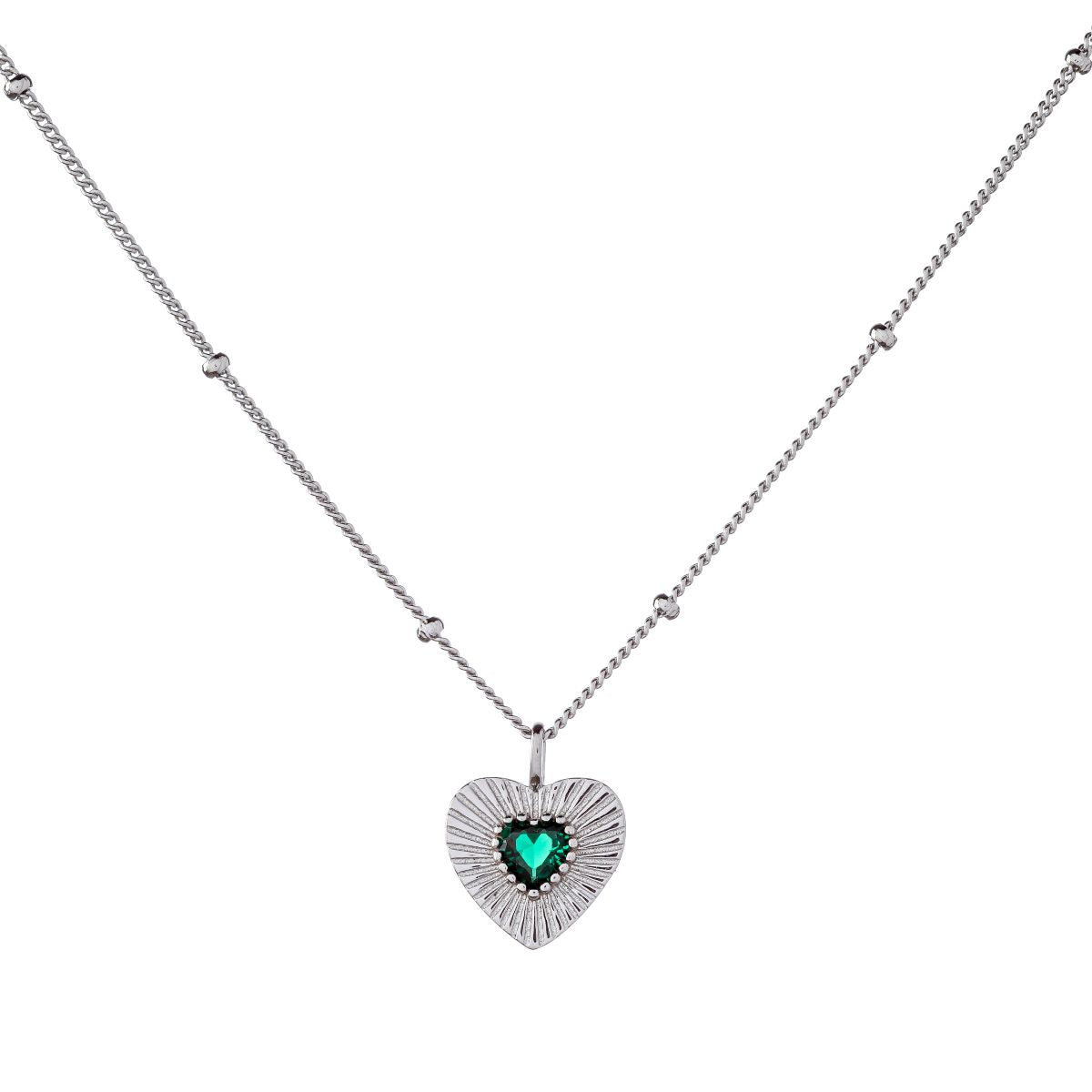 Collar de corazón de plata esterlina con circonitas