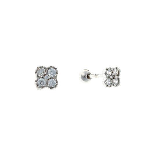 Sterling Silver Clover Screw Studs