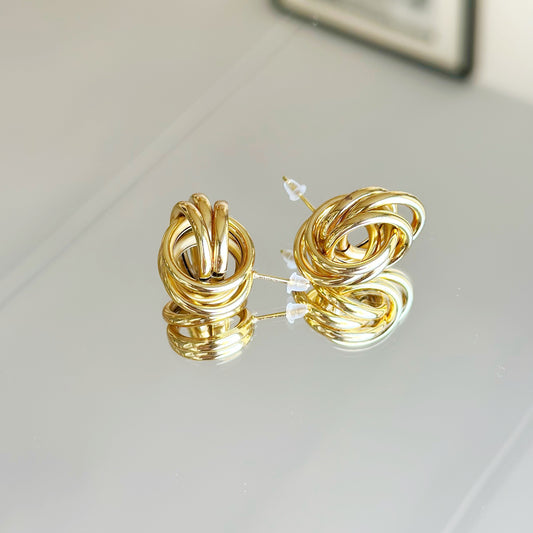 Gold Plated Earrings "Molten Trinity"