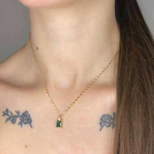 Sterling Silver Emerald CZ Necklace