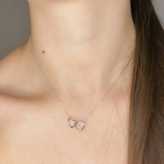 Sterling Silver Double Heart Necklace