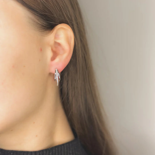 Sterling Silver Oval Hoop Earrings “Shining Trinity”