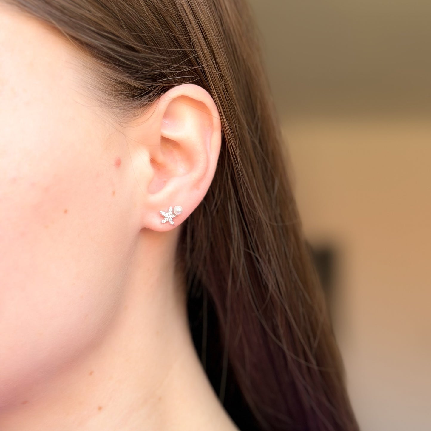 Sterling Silver Shell & Star Studs