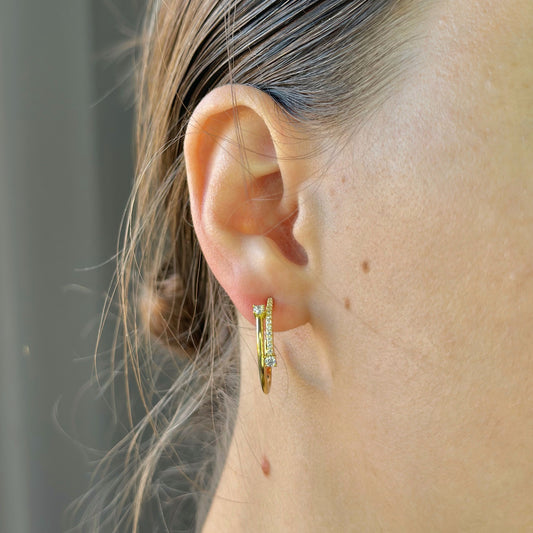 Sterling Silver CZ Hoop Earrings