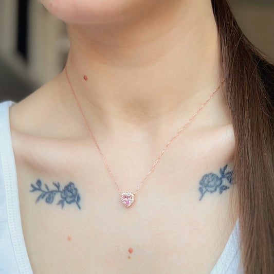 Sterling Silver CZ Heart Necklace