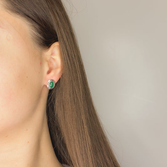 Sterling Silver Malachite Stud Earrings
