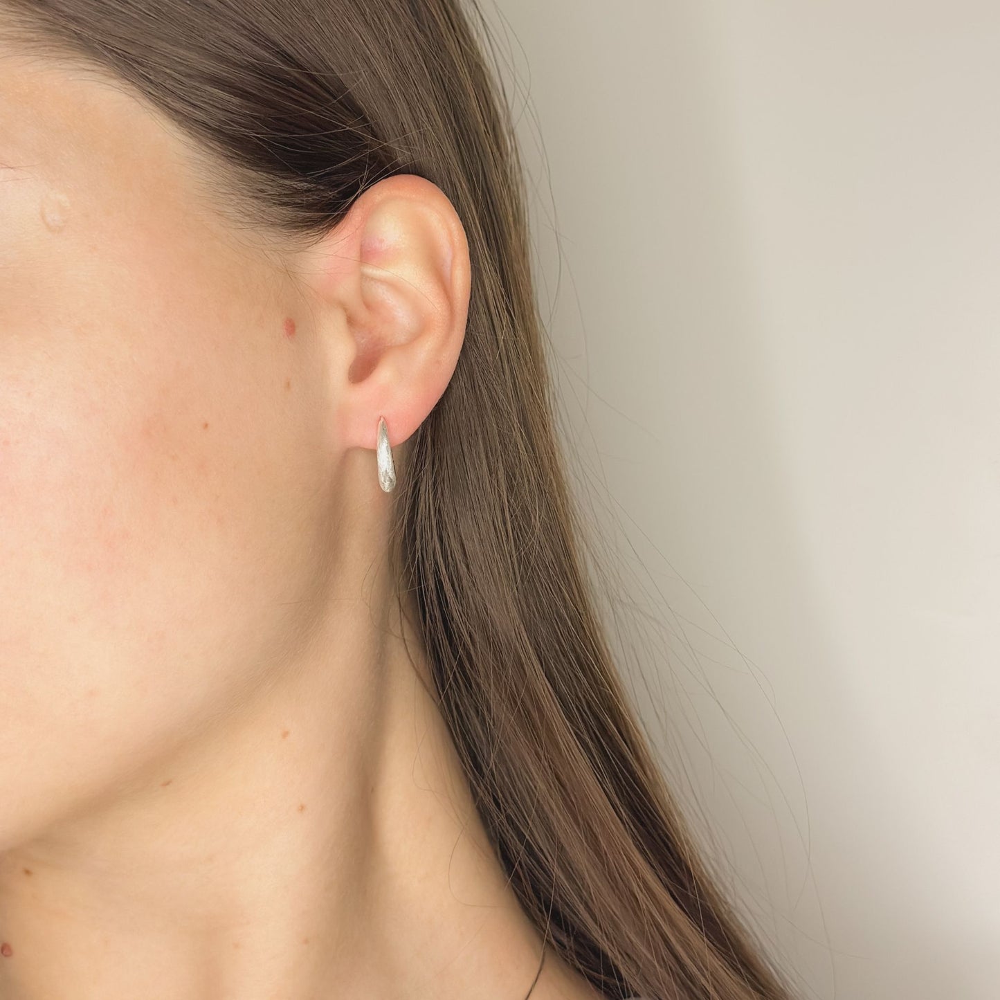 Sterling Silver Matte Oval Hoops