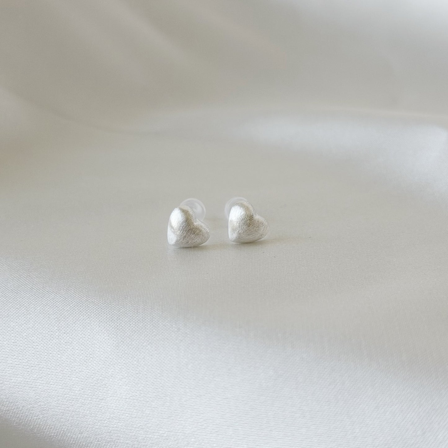 Sterling Silver Matte Heart Studs