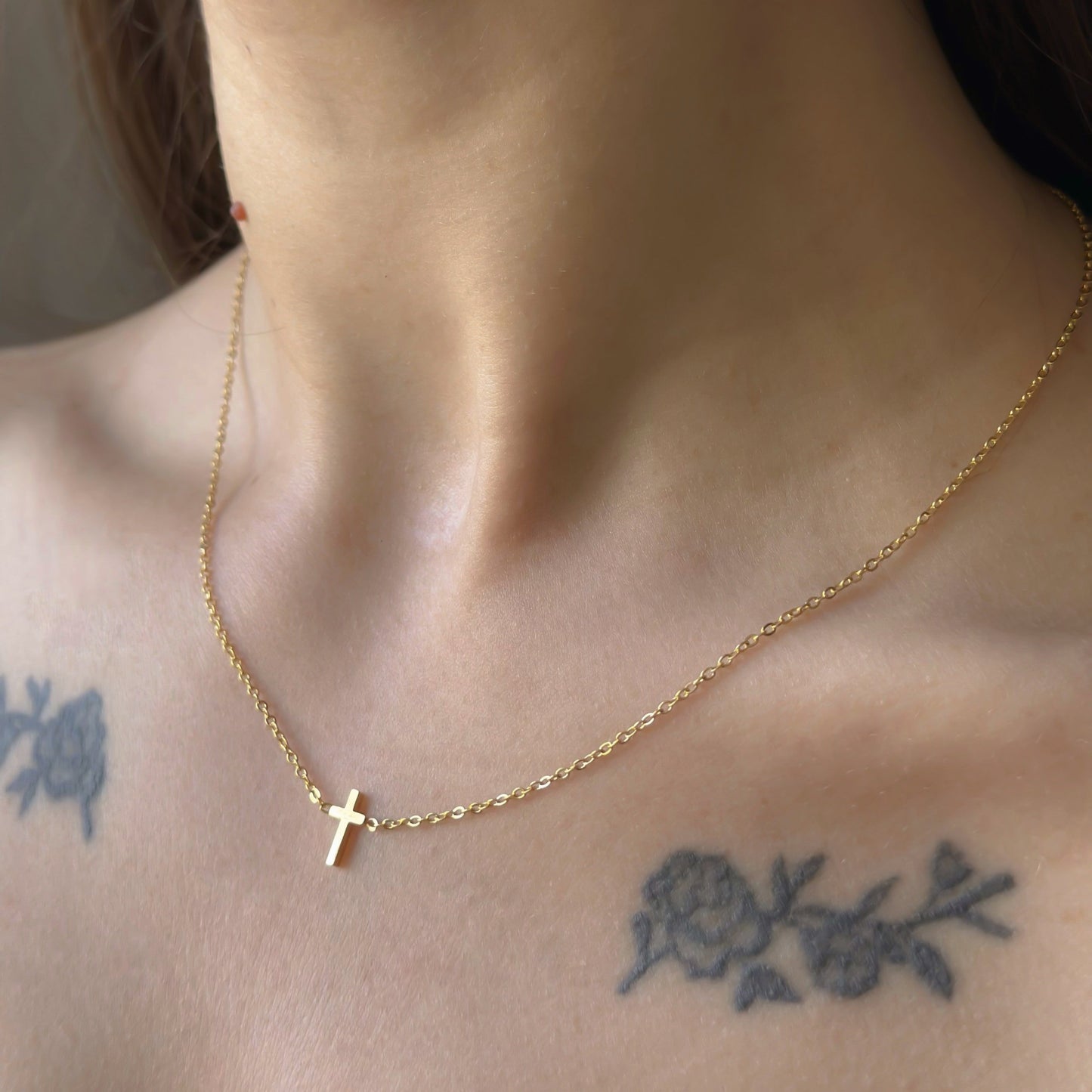 Madeleine – Gold Plated Cross Necklace