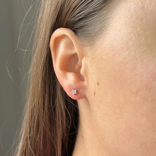 Sterling Silver CZ Flower Studs