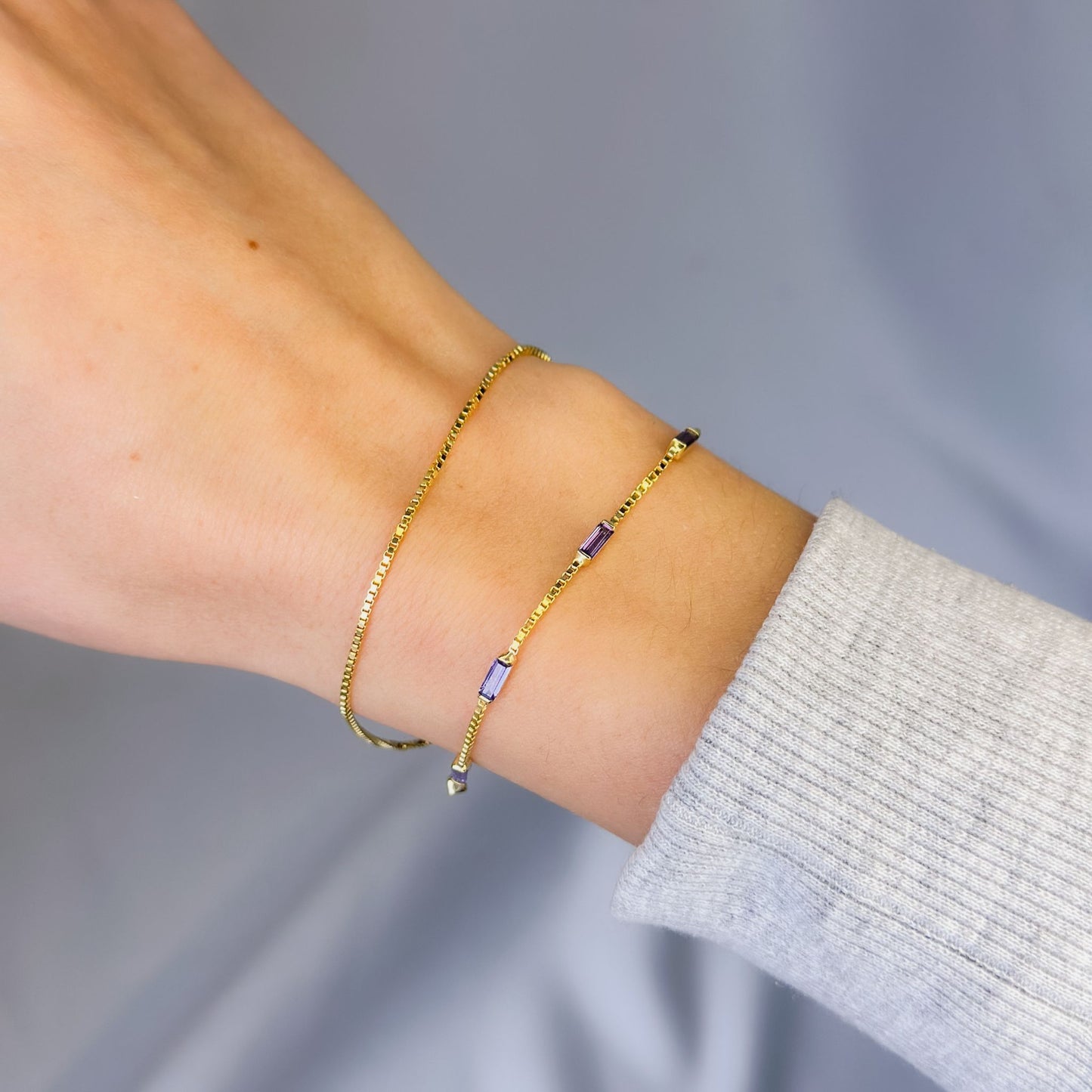 Pulsera de cadena de plata de ley con circonitas