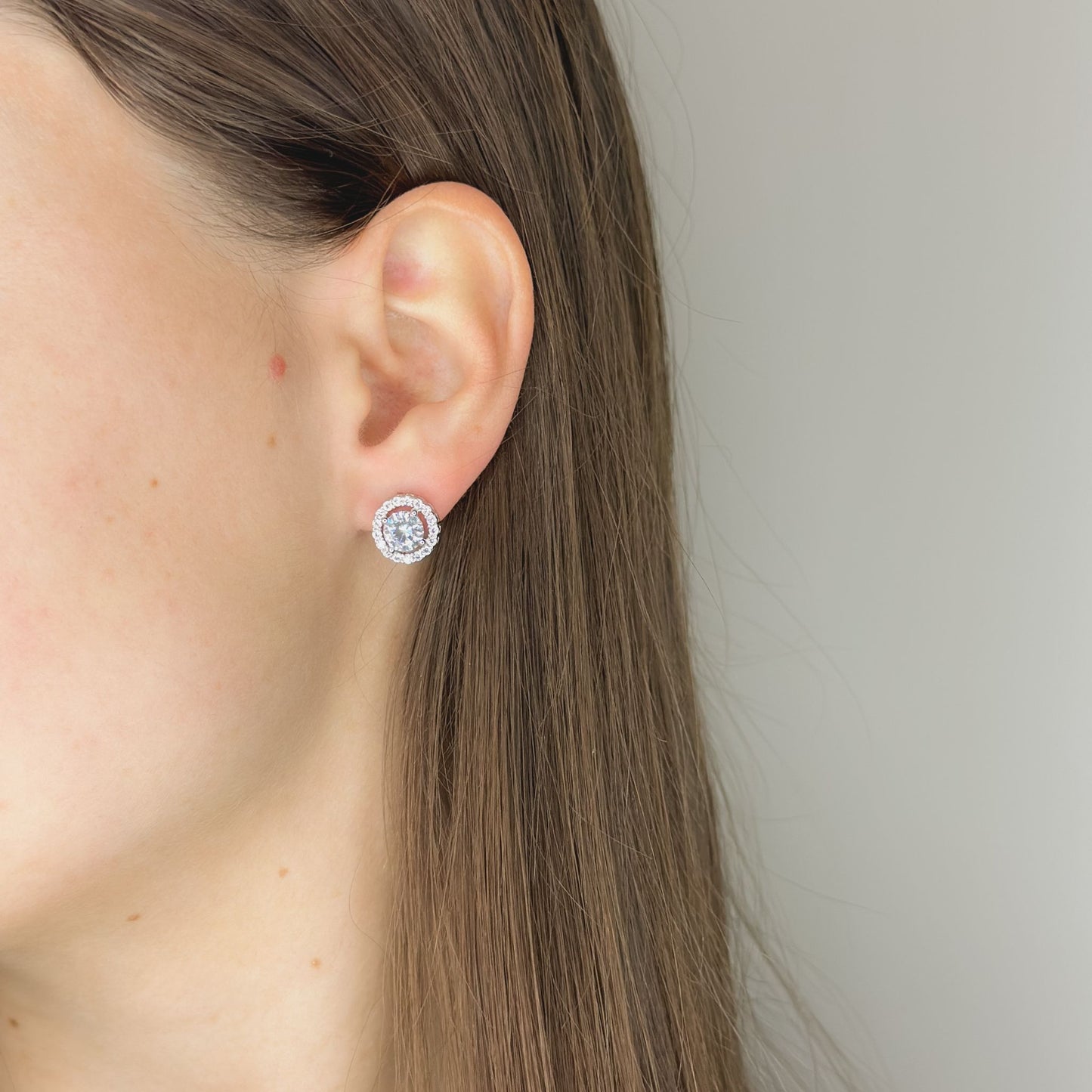 Sterling Silver Round CZ Studs