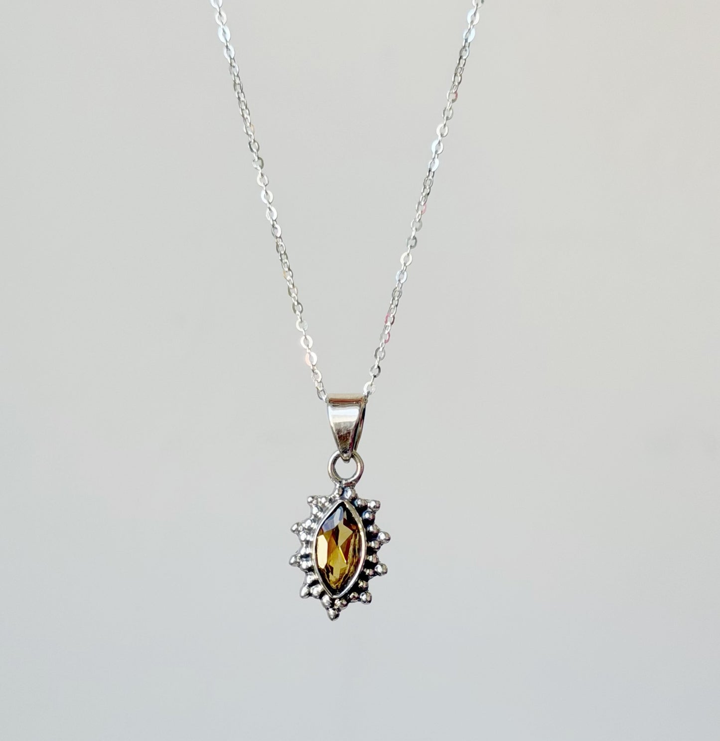 Sterling Silver Citrine Pendant Necklace