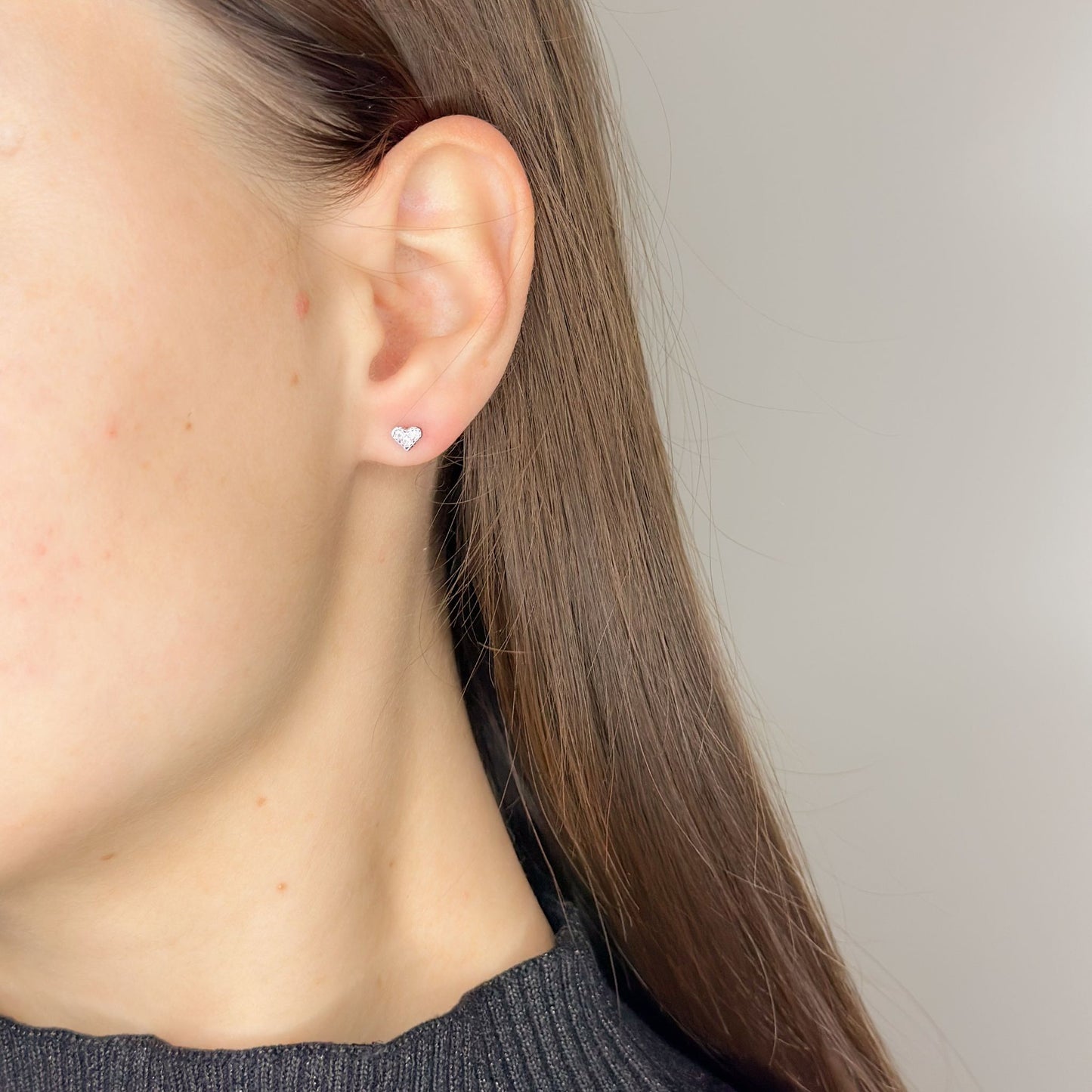 Sterling Silver Heart Screw Studs