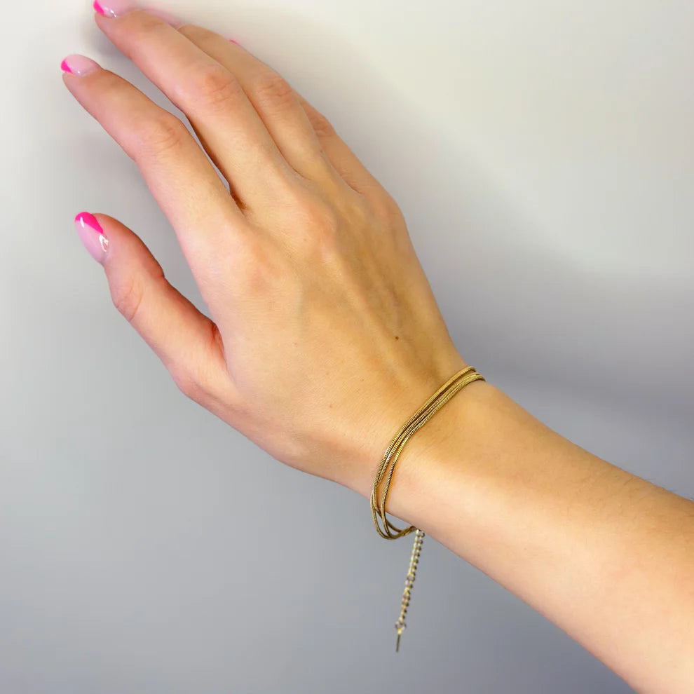 Stainless Steel Triple Chain Bracelet