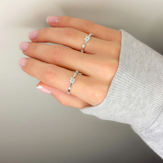 Sterling Silver CZ Clover Ring