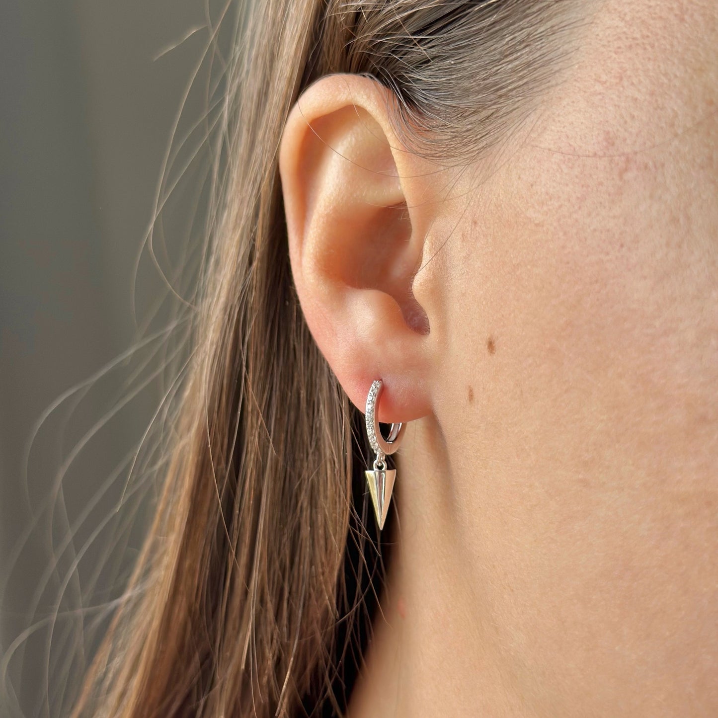 Sterling Silver Spike Charm Hoops